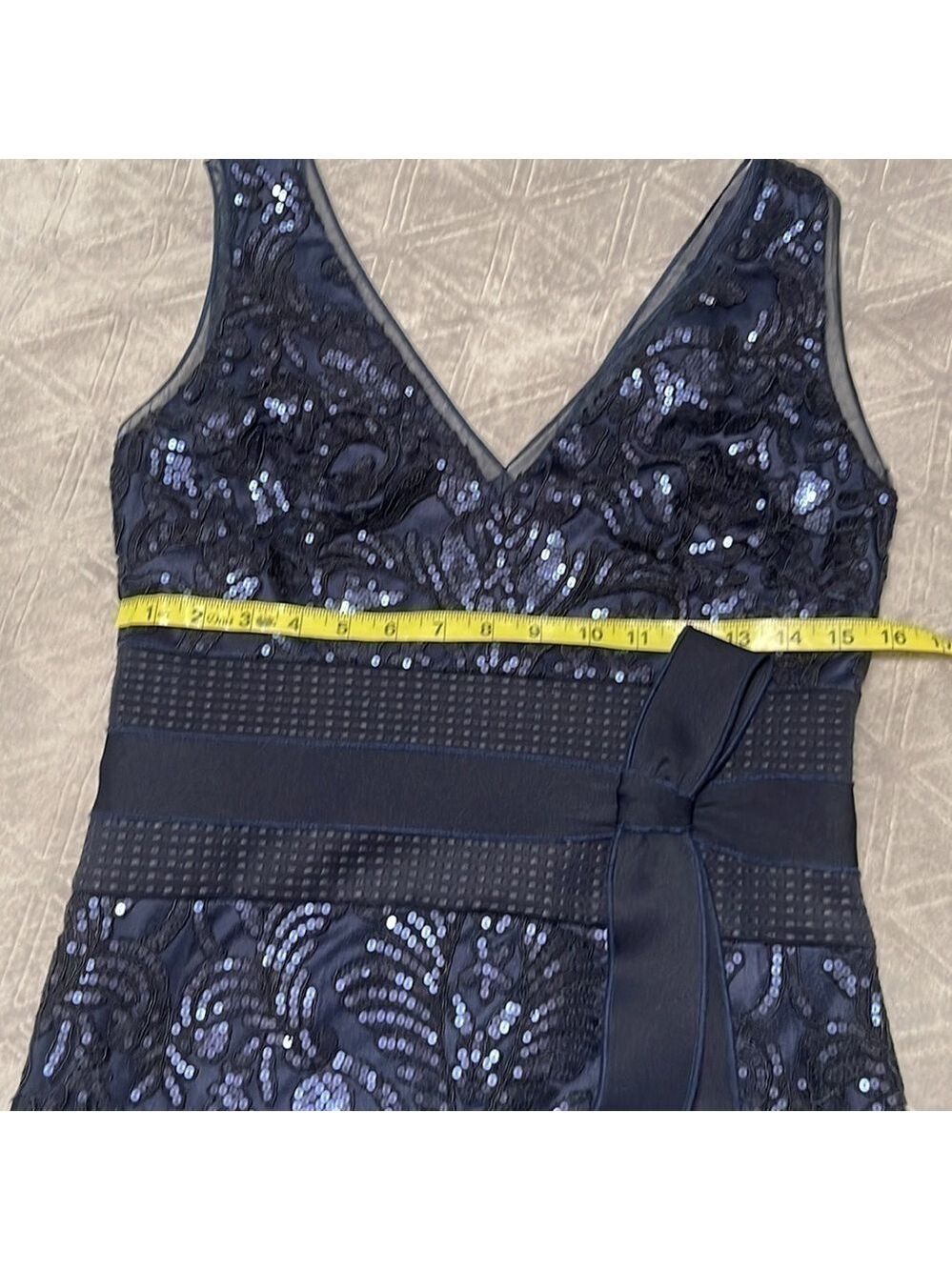 Tadashi Navy Blue V Neck Sequins maxi dress - Picture 11 of 12